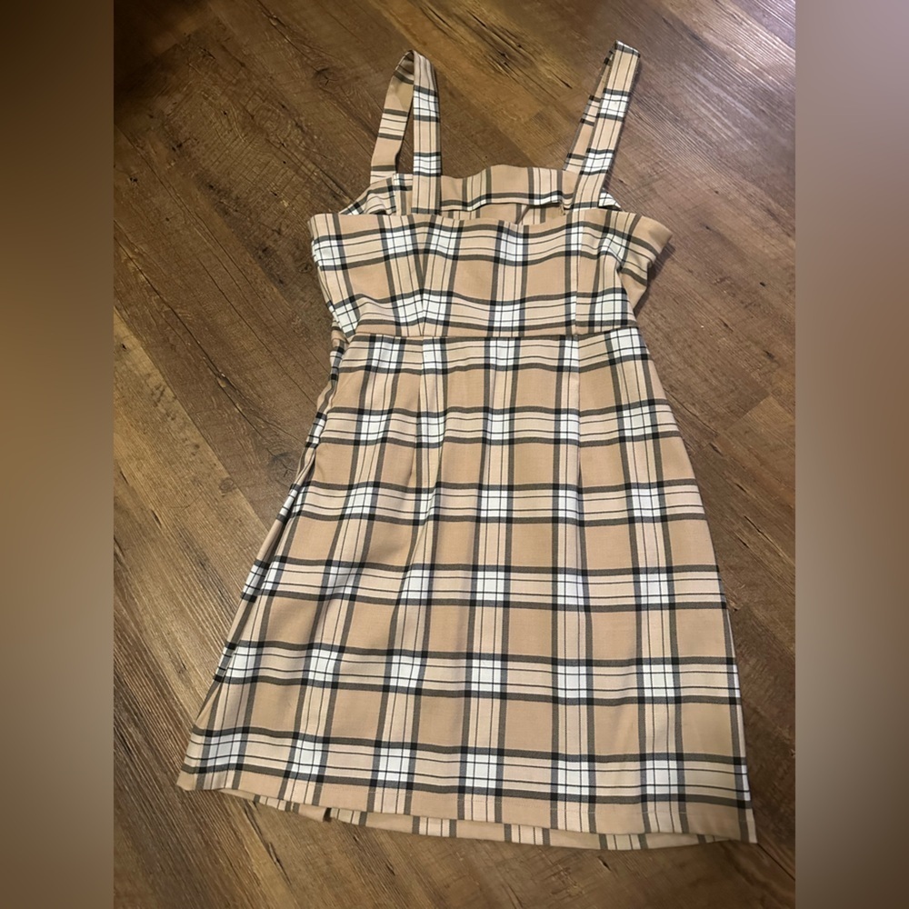 Divided Plaid Mini Button Front Jumper Dress Size… - image 2